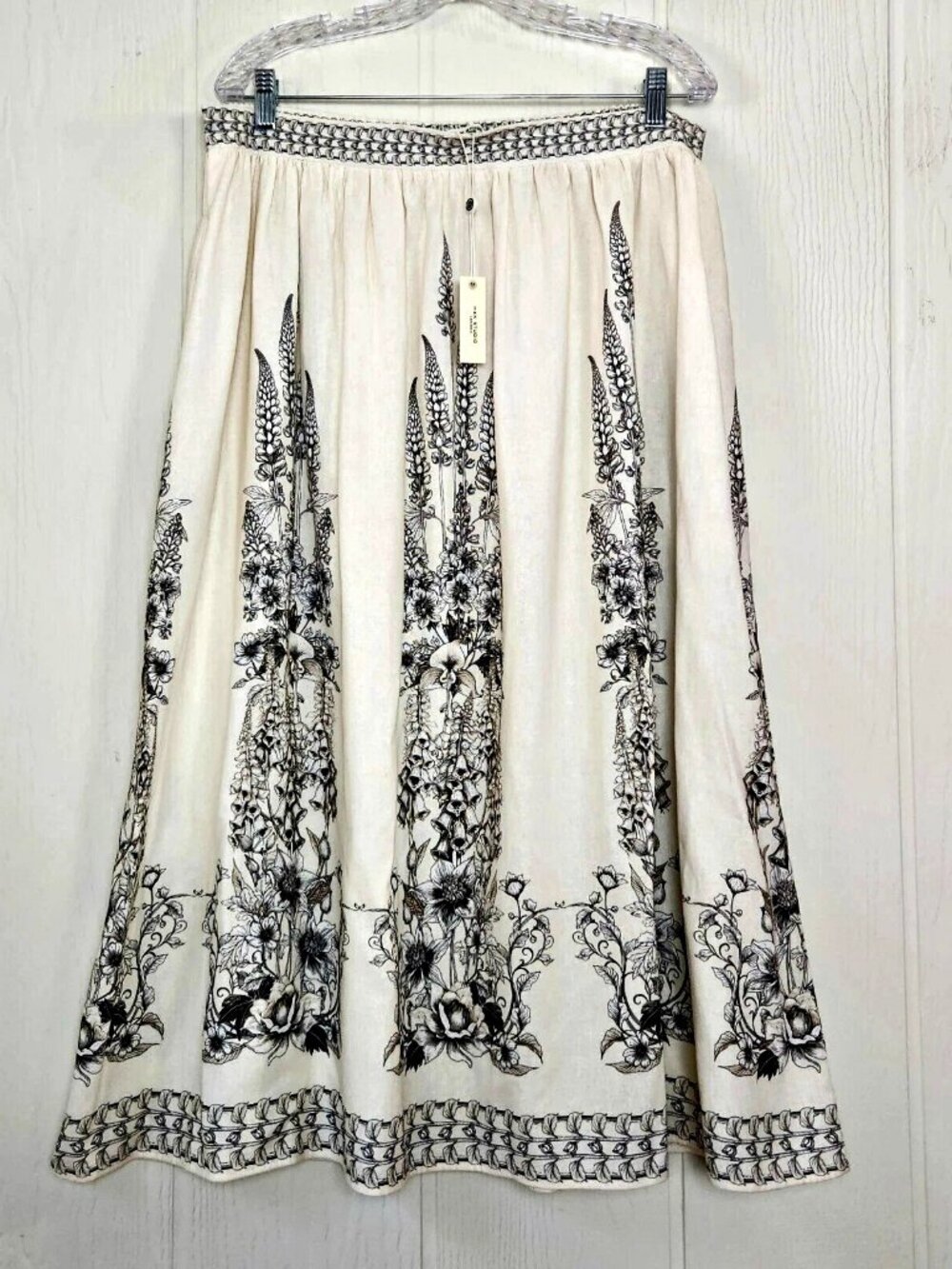 NWOT MAX STUDIO LINEN BLEND MIDI SKIRT SZ L